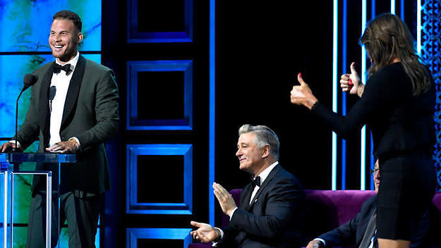 Blake Griffin gets a thumbs up from Caitlin Jenner during the Alec Baldwin Roast.