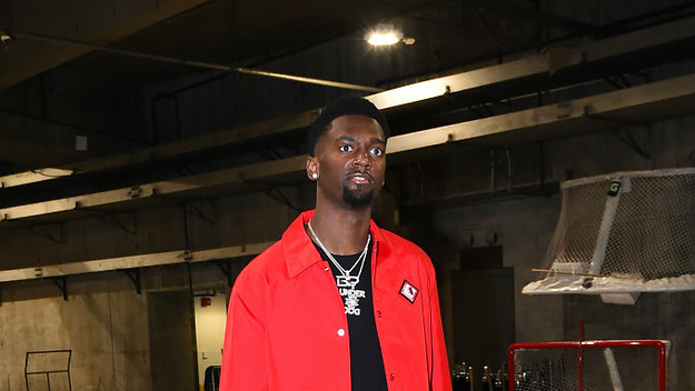 Bobby Portis #5 of the Washington Wizards arrives prior to a game