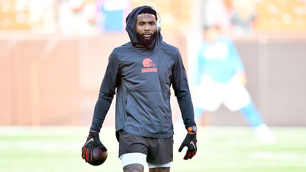 Odell Beckham warms up prior to a preseason game.