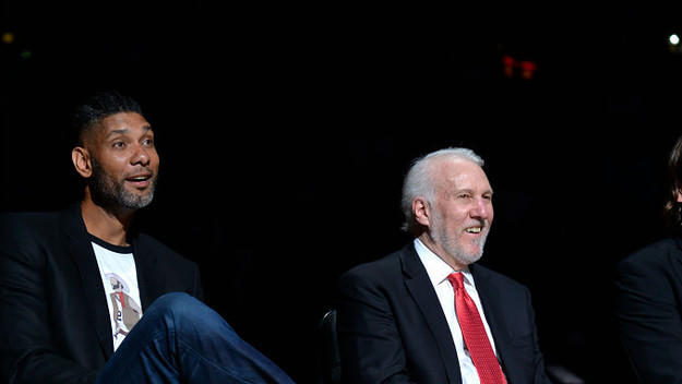 Retired NBA Legend Tim Duncan and Head Coach Gregg Popovich