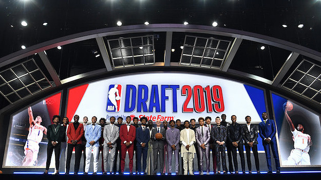 The 2019 NBA Draft prospects stand on stage