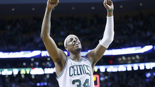 Paul Pierce celebrates win after Celtics 118 114 3OT victory over the Denver Nuggets.