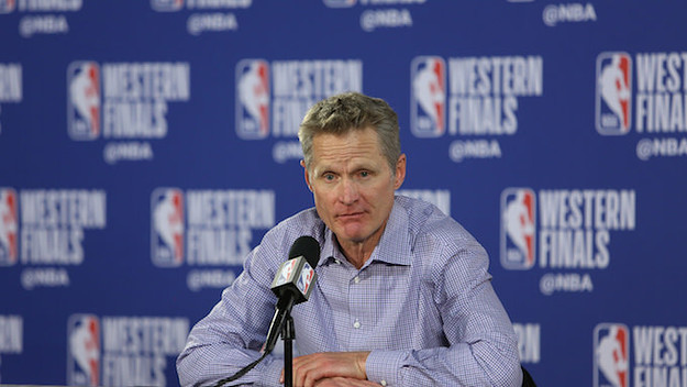 Steve Kerr speaks with media after Western Conference Finals Game Four win