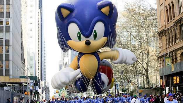 The Sonic the Hedgehog balloon is seen during the 87th Annual Macy's Thanksgiving Day Parade/