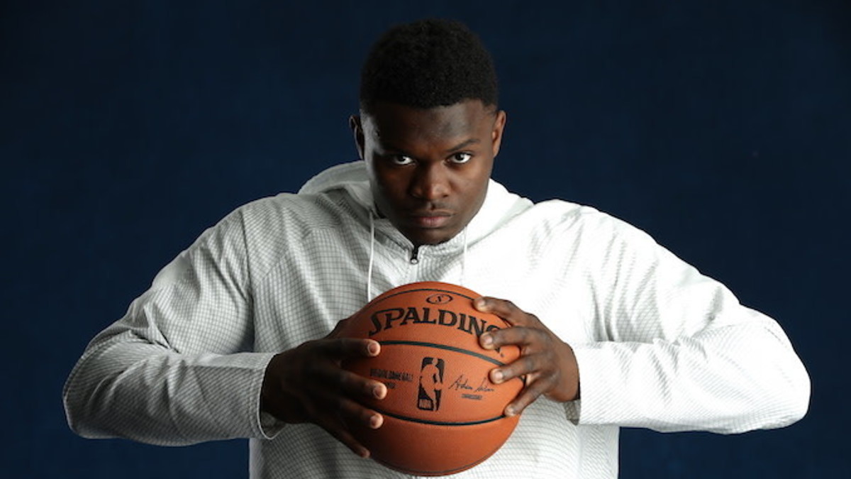 Zion Williamson poses for a portrait at the 2019 NBA Draft Combine.