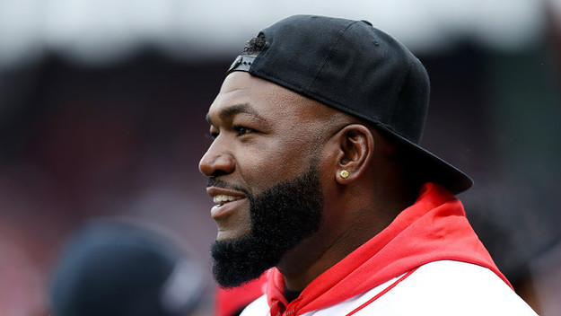 David Ortiz looks on before the Red Sox home opening game