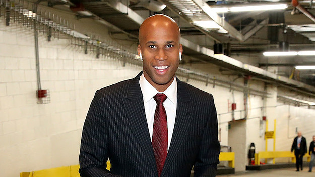 Richard Jefferson arrives to the game between the Brooklyn Nets and the New York Knicks.
