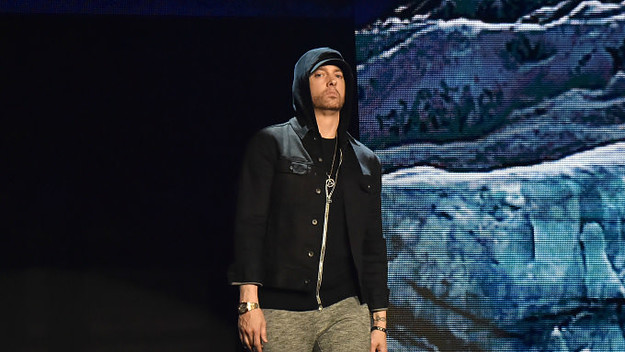 Eminem performs on stage during the MTV EMAs 2017