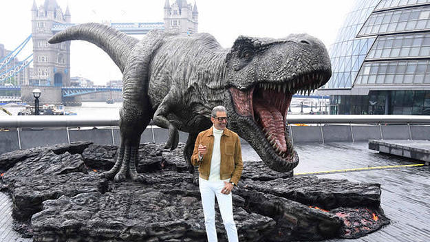 Jeff Goldblum with a fake dinosaur