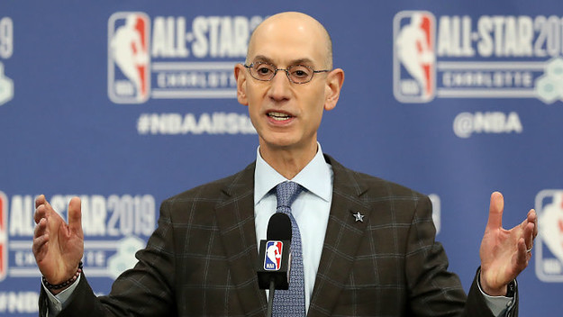 Adam Silver, NBA Commissioner, talks to the media
