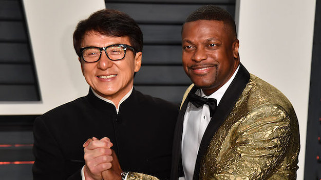 Jackie Chan and Chris Tucker attend the 2017 Vanity Fair Oscar Party.