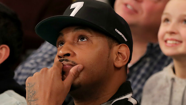 Former New York Knicks Carmelo Anthony attends the game