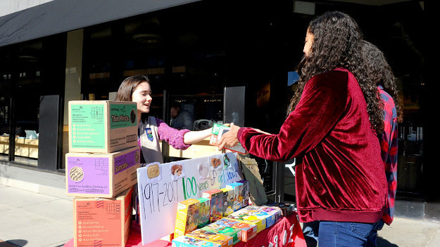 Molly Sheridan age 13, sells Girl Scout cookies in Chicago