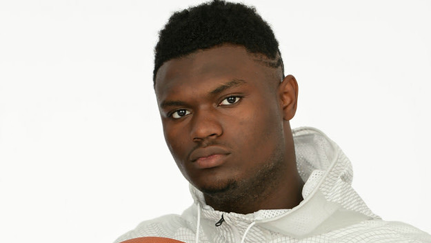 Zion Williamson poses for a portrait at the 2019 NBA Draft Combine
