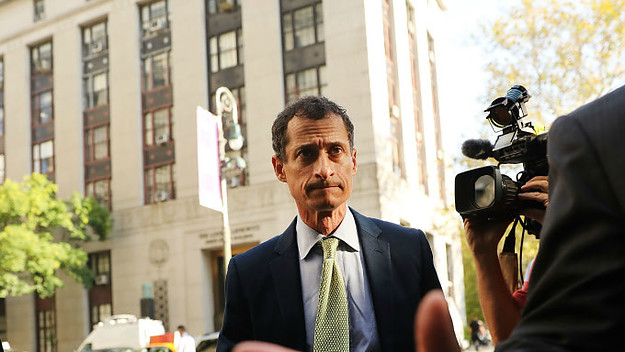 Former congressman Anthony Weiner arrives at a New York courthouse