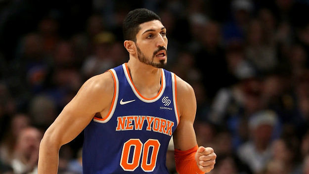 Enes Kanter #00 of the New York Knicks plays the Denver Nuggets