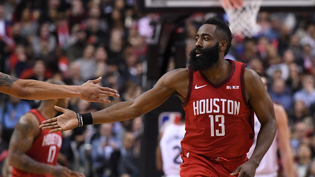 James Harden High Five Rockets Raptors 2019