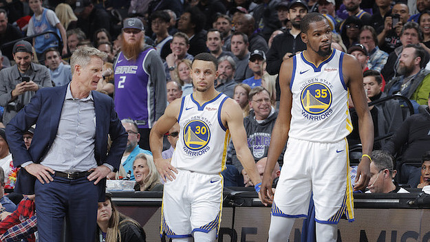 Steve Kerr, Steph Curry, Kevin Durant