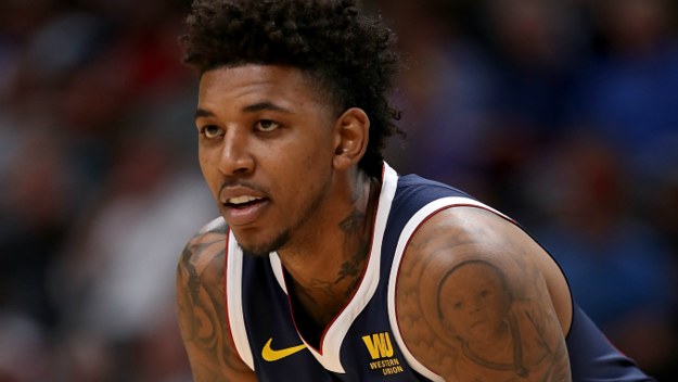Nick Young #34 of the Denver Nuggets plays the Dallas Mavericks