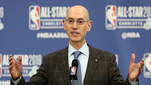 Adam Silver, NBA Commissioner, talks to the media