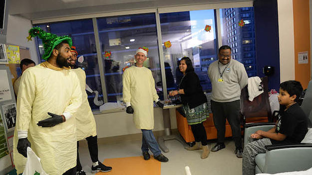 Kyrie Irving debates patient at Boston Children's Hospital