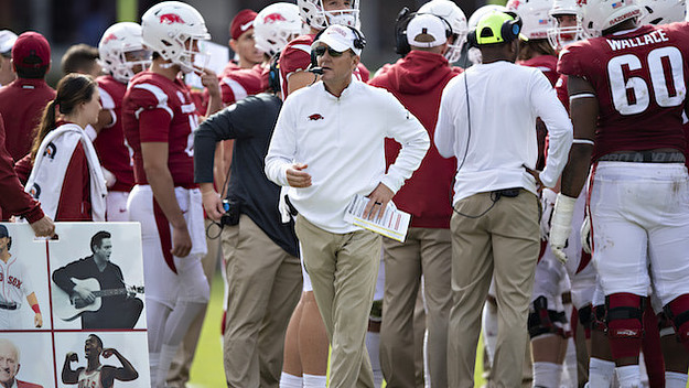 Head Coach Chad Morris of the Arkansas Razorbacks.