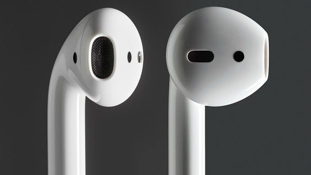 A pair of Apple Airpod wireless earphones