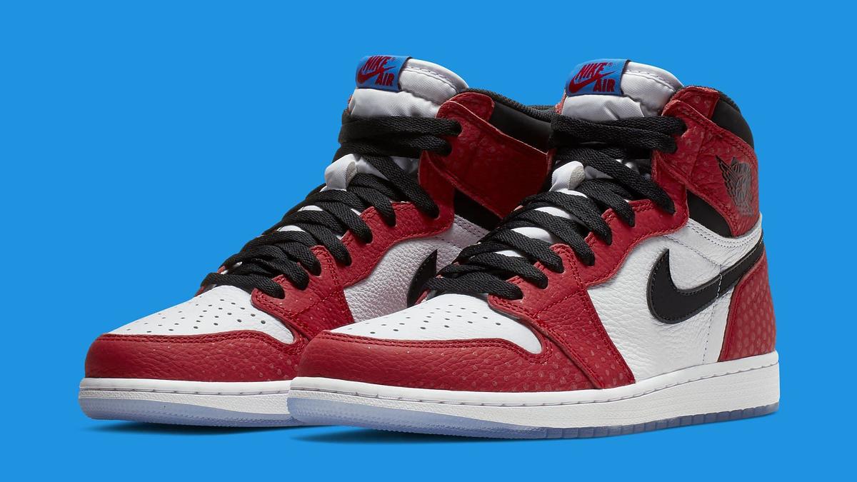 Air Jordan 1 'Origin Story' Red/White Photo Blue Black 555088 602 (Pair)