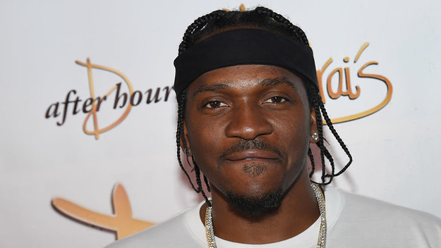 Rapper Pusha T arrives at the debut of his residency at Drai's Beach Club