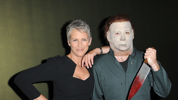 Jamie Lee Curtis with Michael Myers at the sCare Foundation's 1st Annual Halloween Launch Benefit