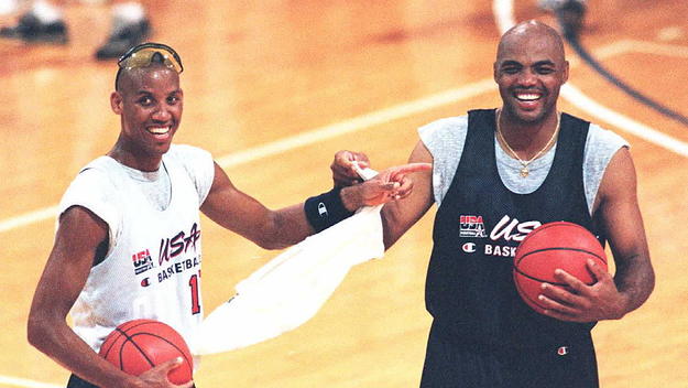 Reggie Miller Charles Barkley 1996 USA Basketball Getty