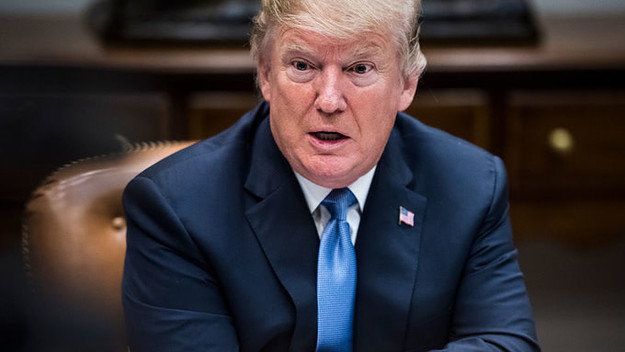 Donald J. Trump speaks during a working lunch with governors