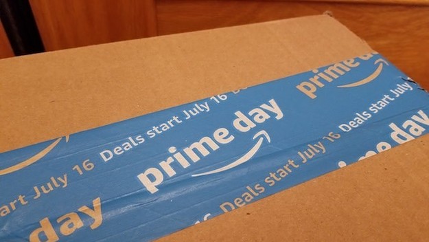 Close up of packaging advertising Amazon Prime Day 2018.