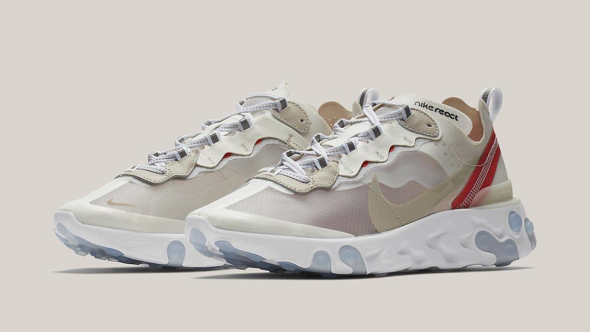 Nike React Element 87 'Sail/Light Bone/White/Rush Orange/Black' AQ1090 100 (Pair)