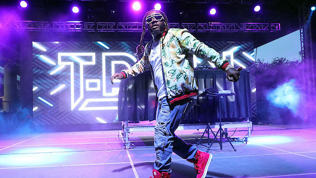 T Pain performs during the 2018 Forecastle Music Festival.