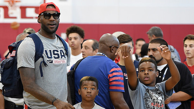 LeBron James #27 of the 2015 USA Basketball Men's National Team.