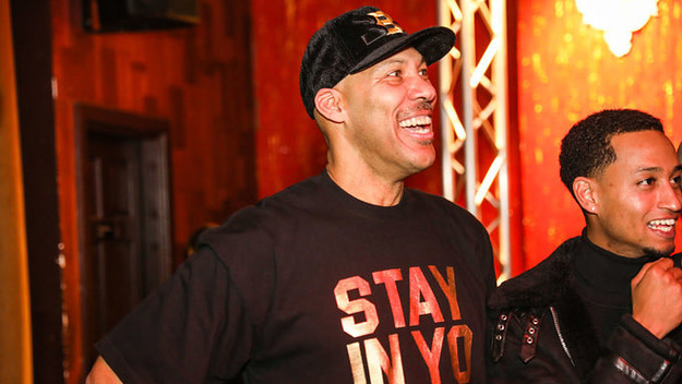 LaVar Ball watches Lonzo Ball on stage as the Big Baller Brand hosts a fashion show