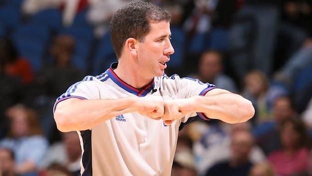 Referee Tim Donaghy #21 makes a call during the game.