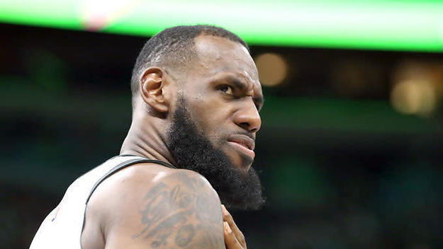 LeBron James reacts to a teammate in Orlando.