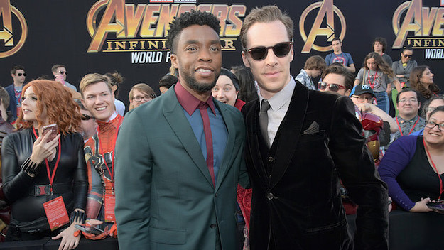 Chadwick Boseman and Benedict Cumberbatch attend premiere for Avengers: Infinity War.