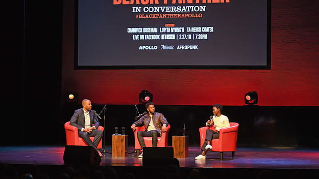 Ta Nehisi Coates, Chadwick Boseman, Lupita Nyong'o at The Apollo Theater