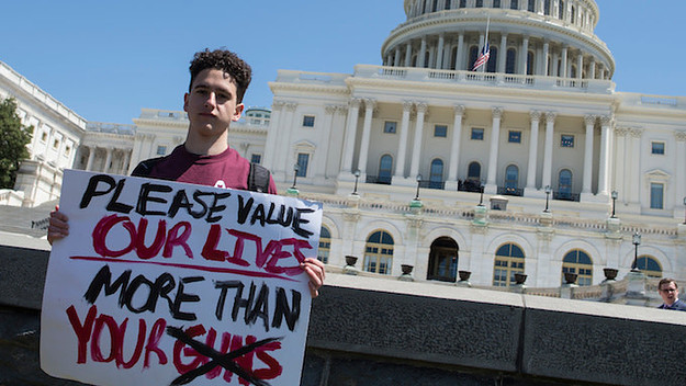 Boy at gun control protest