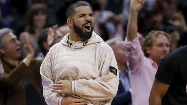 Drake at a Raptors game.