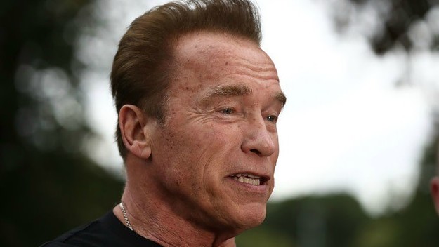 rnold Schwarzenegger at the Run for the Kids charity run