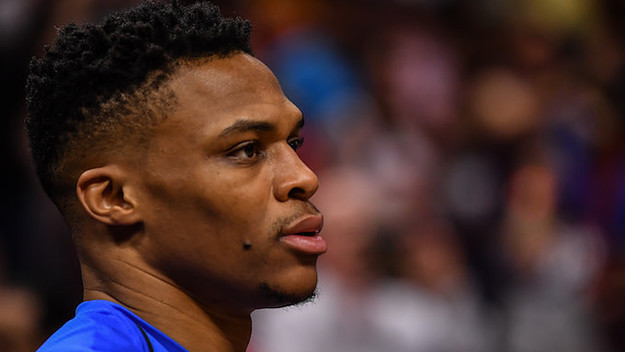Russell Westbrook in regular season action.