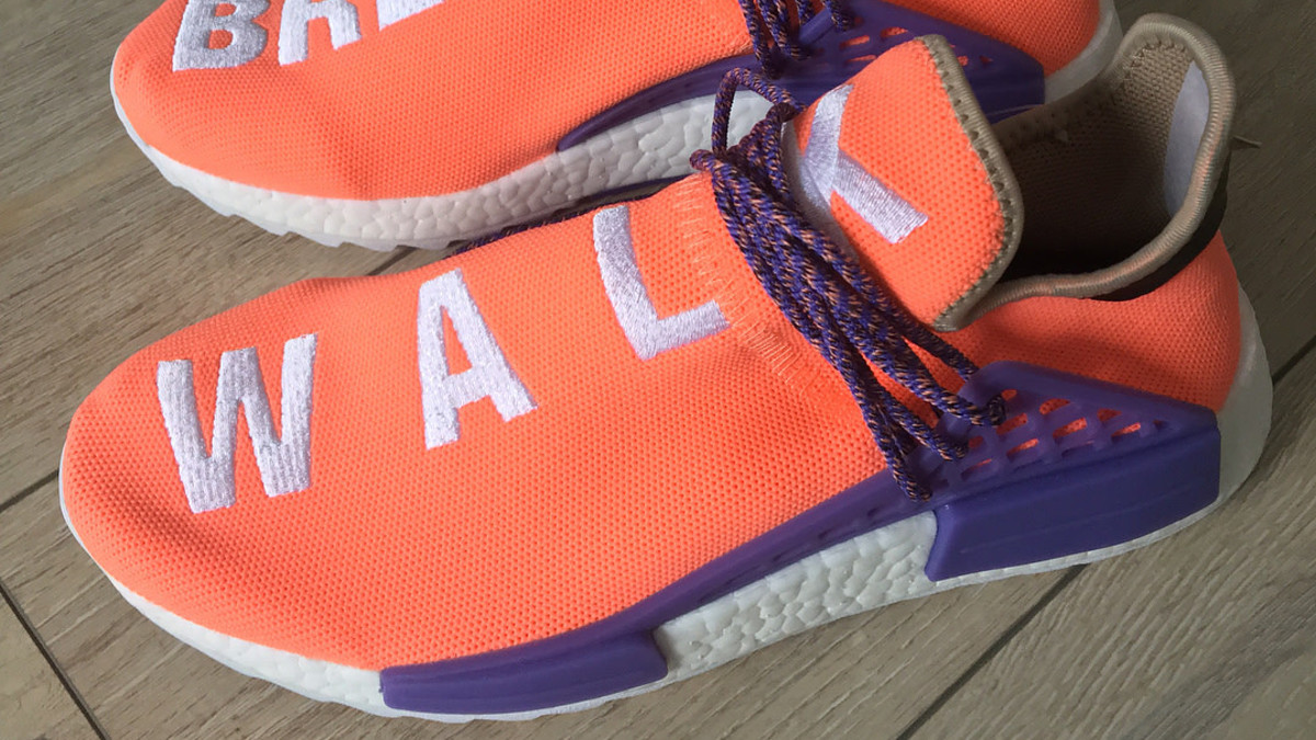 Pharrell x Adidas NMD Hu Breathe Walk Orange Purple Sample Profile