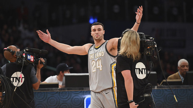 Larry Nance Jr. competiting in the Slam Dunk Contest.
