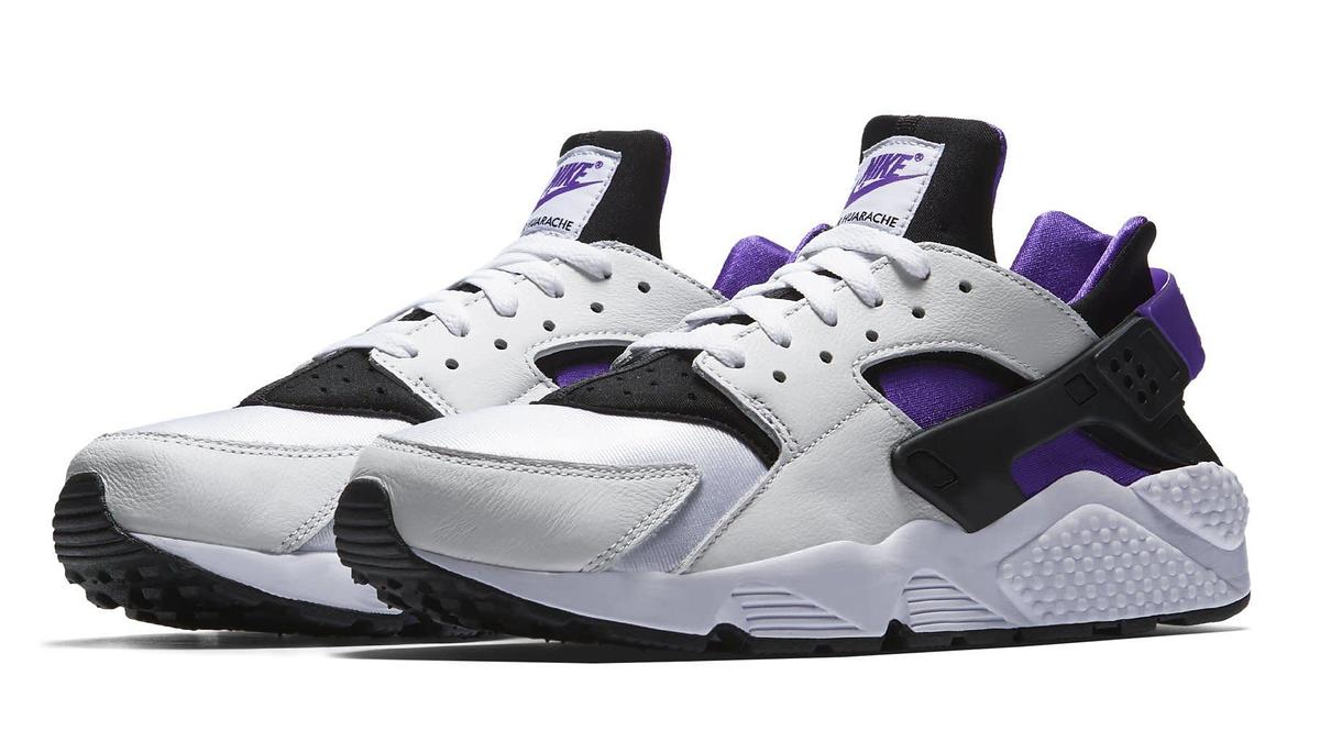 Nike Air Huarache '91 Black/Purple Punch Black White AH8049 001 (Pair)