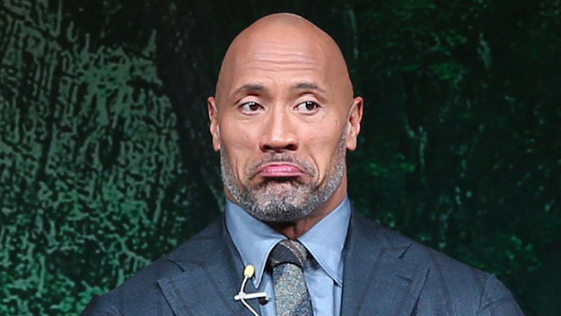 American actor Dwayne Johnson attends the press conference.