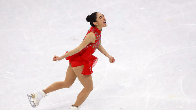 This is a picture of Mirai Nagasu/Dean Mouhtaropoulos